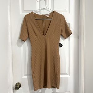 Tan low v neck  Dress
